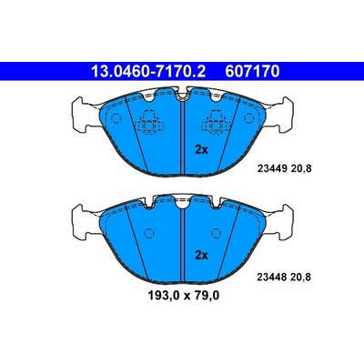 ATE 607170 Súprava brzdových doštičiek 13.0460-7170.2