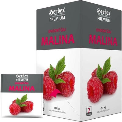 HERBEX Premium OVOCNÝ čaj s příchutí MALINA nálevové sáčky 20 x 2 g