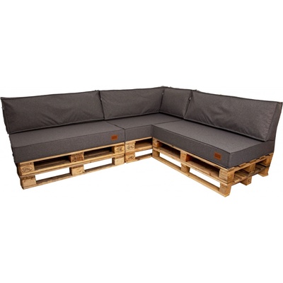 Golden Garden Paletové sedenie GG05 podsedáky a vankúše 3 ks x 120 x 80 x 15 cm + 3ks x 120 x 40 x 15 cm + 60 x 40 x 15 cm tmavá melanž