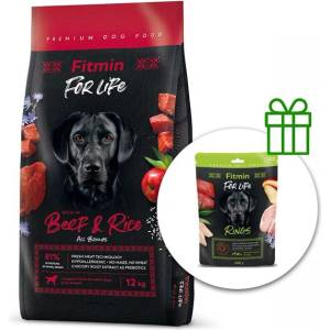 Fitmin dog For Life говеждо и ориз 12 кг + Fitmin For Life пръстени БЕЗПЛАТНО