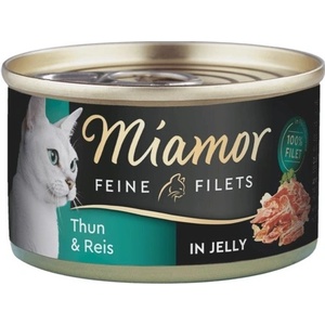 Miamor Feine Filets в желе - мокра котешка храна с риба тон и ориз, 100 г консерва