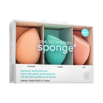 Real Techniques Sponge+ Poreless Perfection Kit 3pcs гъбичка за фон дьо тен