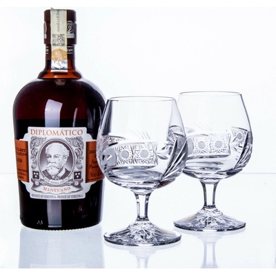 Bohemia Crystal BOHEMIA CRYSTAL Luxusní dárková sada rum Diplomático Mantuano 0,7 l + 2 ručně broušené sklenice brus Kometa 250 ml