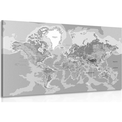 Obraz klasická mapa světa v černobílém provedení - 120x80