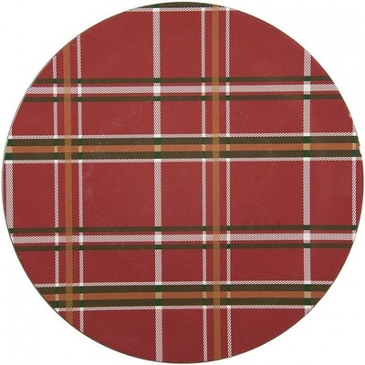 Clayre & Eef Červený károvaný servírovací talíř - Ø 33*1 cm