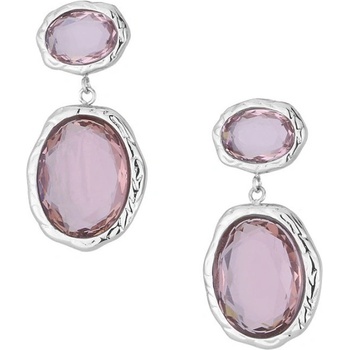 Manoki Ocelové náušnice Meriel růžový krystal chirurgická ocel KA244SP Růžová