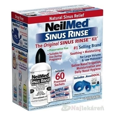 NeilMed Sinus Rinse Original Kit fľaška 240 ml + vrecúška morská soľ 60 ks, na hygienu nosa