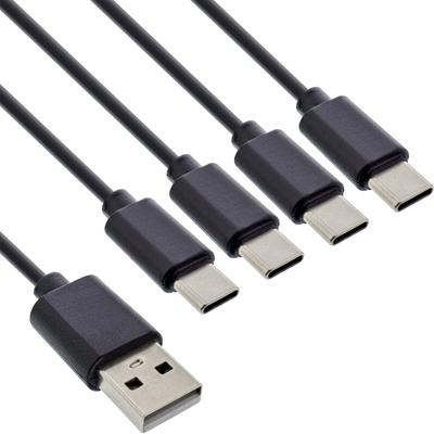 Delock InLine 35141 USB кабел USB 2.0 1 м USB A 4 x USB-C Черен