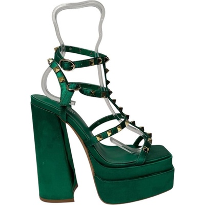 Chic Сандали Chic Women's Studded Multi-Strap Block Heel Platform Heeled Sandal - Green