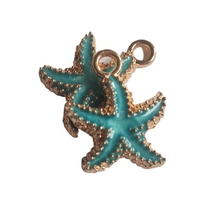 Kovový přívěsek smaltovaný - mořská hvězda, cca 5 x 2 mm