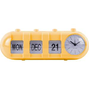 Karlsson Будилник Retro Tube Calendar Flip, жълт (KA6045BY) Будилник