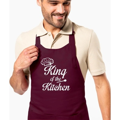 Kariban HobbyTriko Zástěra pro muže King of the Kitchen Vínová