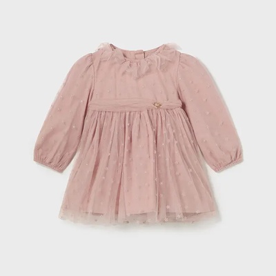 Mayoral Рокля тюл с цветя за бебе момиче в розов цвят Майорал