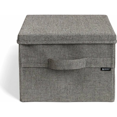 Bigso Sivý látkový úložný box s vekom 31x41x22 cm