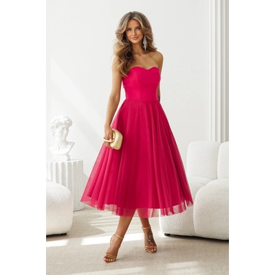 Warsaw Dress tylové midi šaty cyklámenové