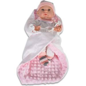 Moni Кукла-бебе Moni Toys - Със синьо одеялце и шапчица, 41 cm, асортимент (108310)