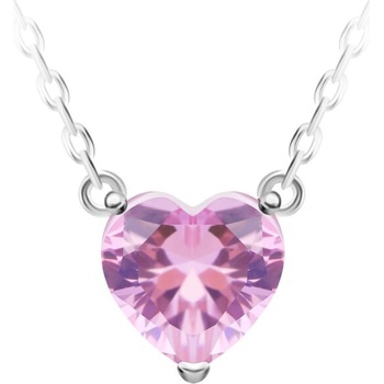 Preciosa Strieborná náhrdelník sa srdiečkom Cher 5236 69 ružový