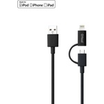 OZAKI Сертифициран кабел 2в1 за Apple Lightning и MicroUSB устройства - Ozaki O! Tool Combo OT227BK Cable (черен) (FECBURE)