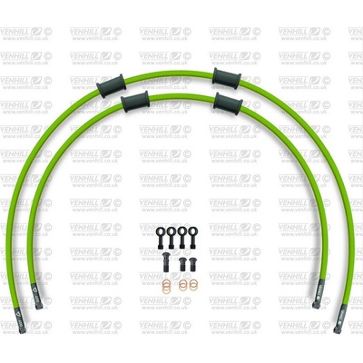 RACE Hadice přední brzdy sada Venhill POWERHOSEPLUS KAW-12002FB-GR (2 hadice v sadě) zelené hadice, černé koncovky – Zboží Mobilmania