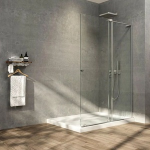 Fluminia Душ кабина Mediterraneo Vario, хром-прозрачна, 120 см, закалено стъкло 8 мм (R22WI01-L-120)