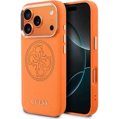 GUESS Дизайнерски кожен кейс с MagSafe за iPhone 17 Pro Max - Guess PU Perforated 4G Logo MagSafe Case (оранжев) (GUHMP17X5PG4SRGO)