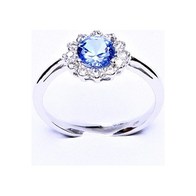 Čištín Stříbrný zirkon akvamarin čiré zirkony T 1495