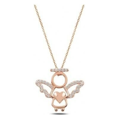Prosperk Luxusní stříbrný náhdelník anděl rose gold S0110