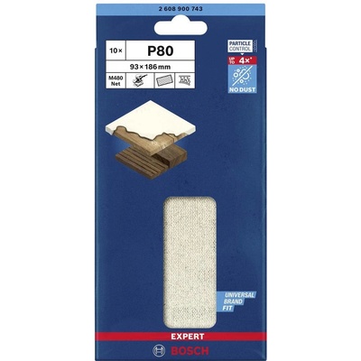 Bosch Accessories EXPERT M480 2608900743 brusná síť pro orbitální brusku bez otvorů Zrnitost 80 (d x š) 186 mm x 93 mm 1