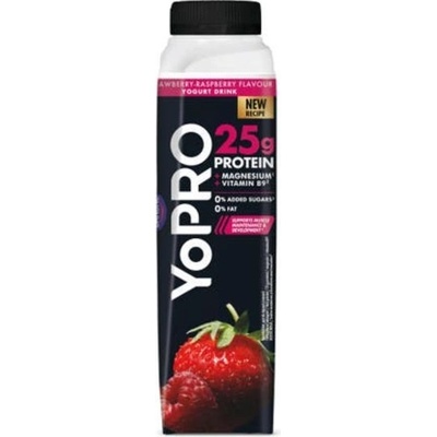 YoPro Jogurtový nápoj s příchutí jahody a maliny 300g – Zboží Dáma