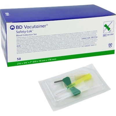 BD Vacutainer® Safety-LokTM oberová ihla modrá 23 G 0,6 mm x 19 mm x 178 mm 50 ks
