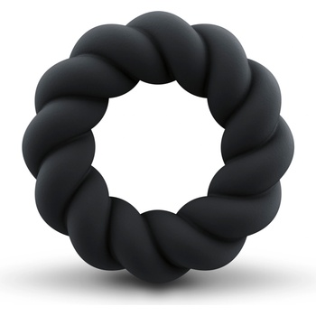 Image 1 of Rocks-Off Twist Non Vibrating Liquid Silicone Ring Black