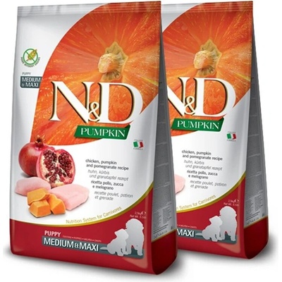 N&D Pumpkin Puppy Medium & Maxi Grain Free Chicken & Pomegranate 2 x 12 kg