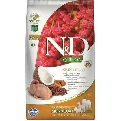 N&D N&D QUINOA SKIN & COAT QUAIL за всички породи с пъдпъдъче месо, киноа, кокос и куркума 800gr