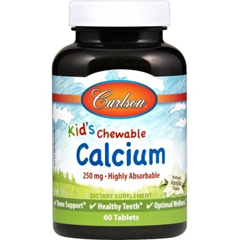 Carlson Labs Kid's Chewable Calcium 250 mg [60 Дъвчащи таблетки] Ванилия