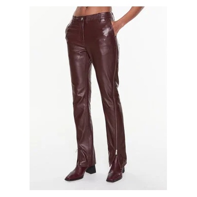 Remain Кожени панталони Leather Zipper RM2053 Бордо Straight Fit (Leather Zipper RM2053)