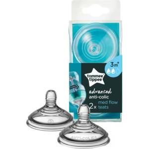 Tommee tippee Силиконов биберон за подмяна c2n среден поток 3м+ 2бр (tti051061)
