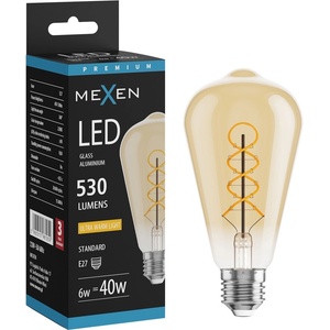 Mexen Vintis Крушка с нажежаема спирала LED E27, ST64, 6W, Топло - 2200K, 530 lm, янтарна (L162-E27-0622-50)