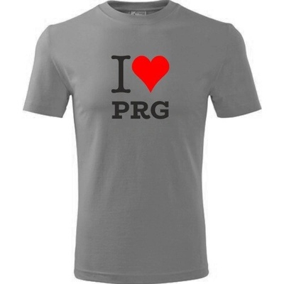 Tričko I love PRG šedé