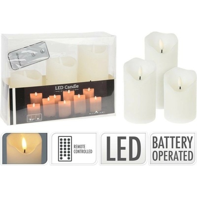 HOMESTYLING LED svíčka sada 3 ks bílá