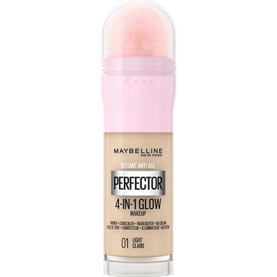 Maybelline Instant Age Rewind Perfector 4-In-1 Glow rozjasňující tekutý make-up s houbičkou 01 Light 20 ml
