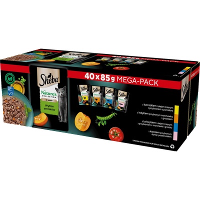 SHEBA Nature’s Collection Výber príchutí 40x85 g - vlhké kompletné krmivo pre dospelé mačky, v omáčke