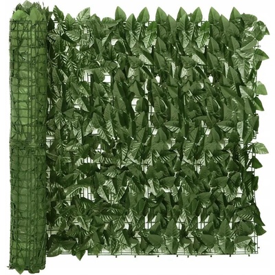 vidaXL Balkónová zástěna s tmavě zelenými listy 400 x 75 cm