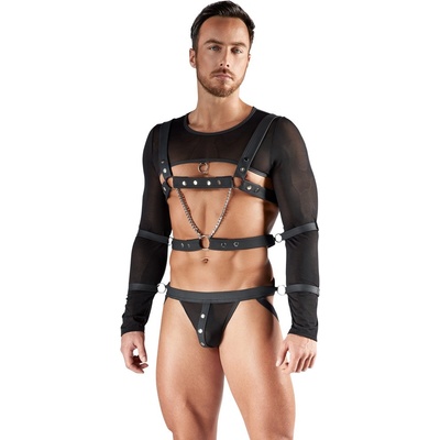 Svenjoyment Crop Top, Chest Harness & Jock Set 2180502 Black XXL