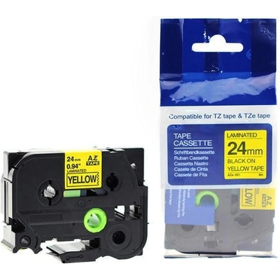Compatible Съвместима лента с Brother TZ-S651/TZe-S651 24mm x 8m екстра лепило черен печат/жълт фон (TZS651)