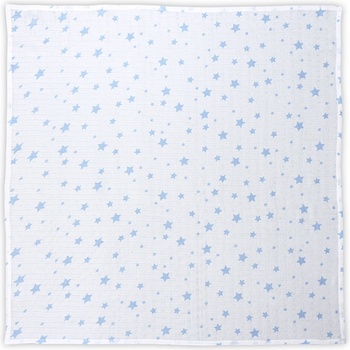Lorelli Памучна пелена Lorelli - 80 х 80 cm, бяла със сини с звезди (10340092304)