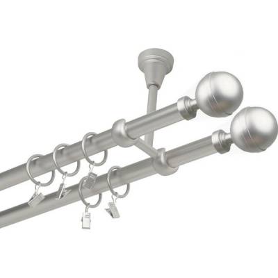 OK-GarnýžeCZ Garnýž kovová dvouřadá 19mm Kalisto double satina 210 cm do stropu / kroužky s žabkou