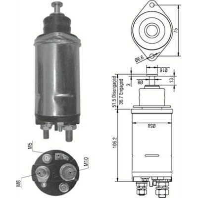 Elektromagnetický spínač pre żtartér MAGNETI MARELLI 940113050301
