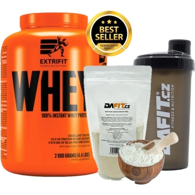 AKCE Extrifit 100% Whey Protein 2000 g + ZDARMA Dafit Kaše rýžová 300 g + Šejkr 700 ml