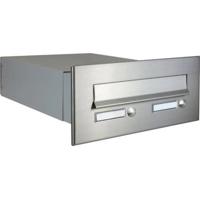 DOLS B-042 ČD-3 - nerezová poštová schránka na zamurovanie, s 2x menovkou a 2x zvončekovým tlačidlom