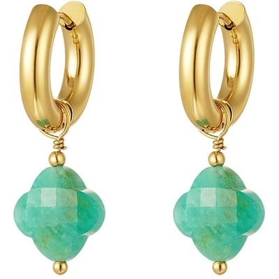 Ornamenti pozlacené náušnice Turquoise Clover gold OOR300076